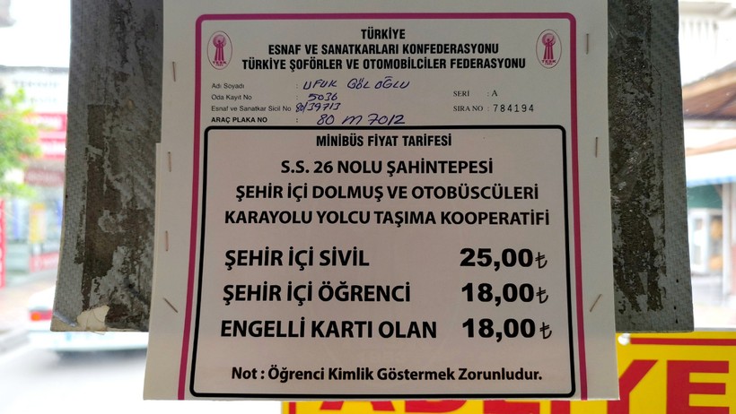 Dolmuş Ücretleri