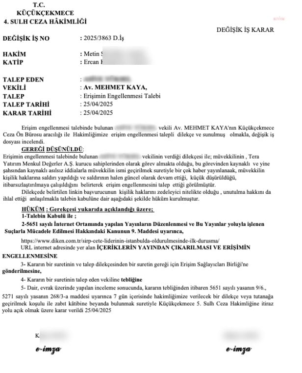 Diken'e Gönderilen Sahte Belge