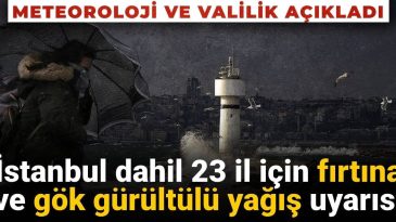 Meteoroloji ve Valilikten Fırtına Uyarısı: İstanbul da Dahil 23 İlde Etkili Olacak