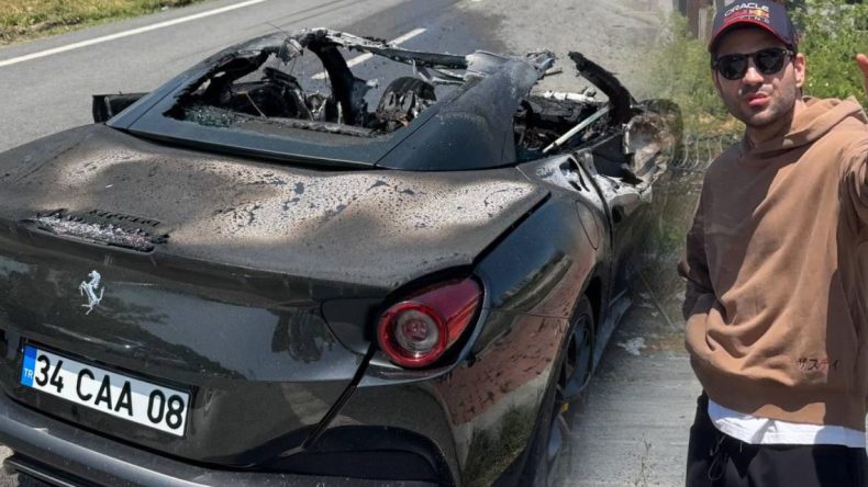 20 Milyonluk Ferrari Alev Alev Yandı, Serdal Adalı’nın Oğlu Sahibi Çıktı