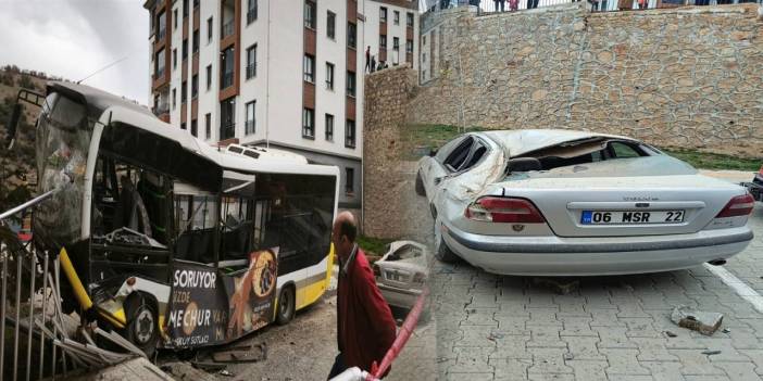 Otomobilin Üstüne Düşen Otobüs