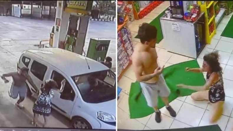 Akaryakıt İstasyonunda Şok Eden Saldırı: Yumruk ve Tekme Yağmuru