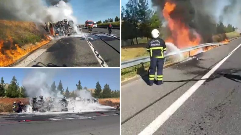 Akaryakıt Yüklü Tanker Devrildi: Yangın Patlak Verdi