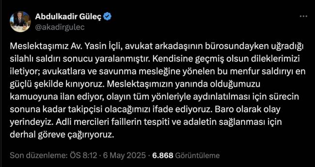 Baro Başkanı Abdülkadir Güleç