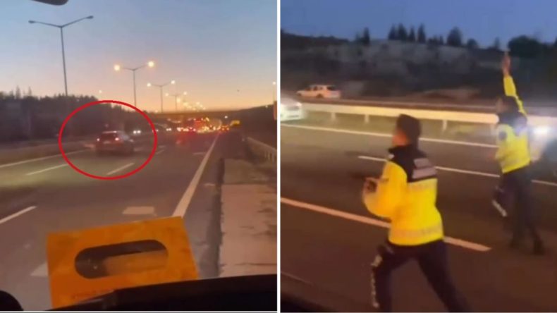 ‘Dur’ İhtarı İle Kaçış: Ters Yöne Giren Sürücü Kamerada