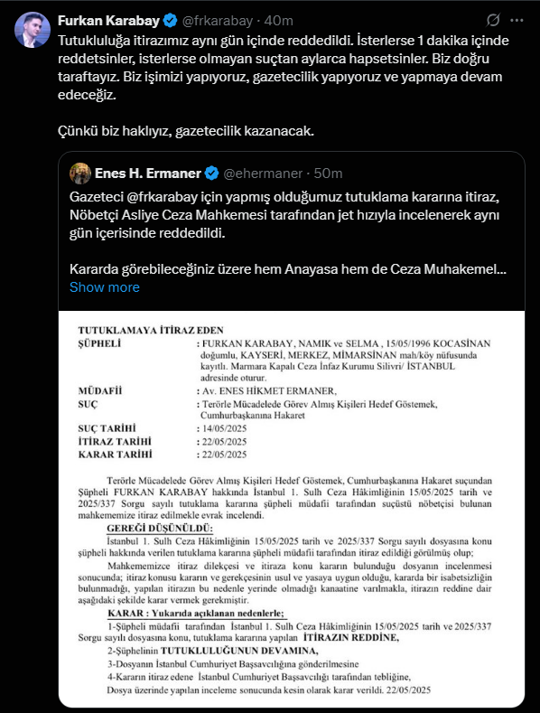 Furkan Karabay Tweeti