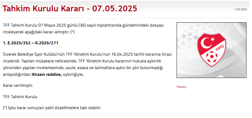 TFF Açıklaması