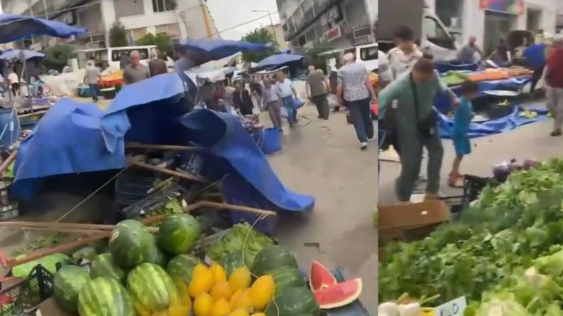 Lodos Bursa’yı Vurdu: Pazar Yeri Savaş Alanına Döndü, Tezgahlar Uçtu!