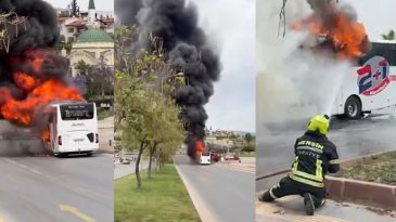 Otobüs alev topuna döndü, yolcular son anda indi