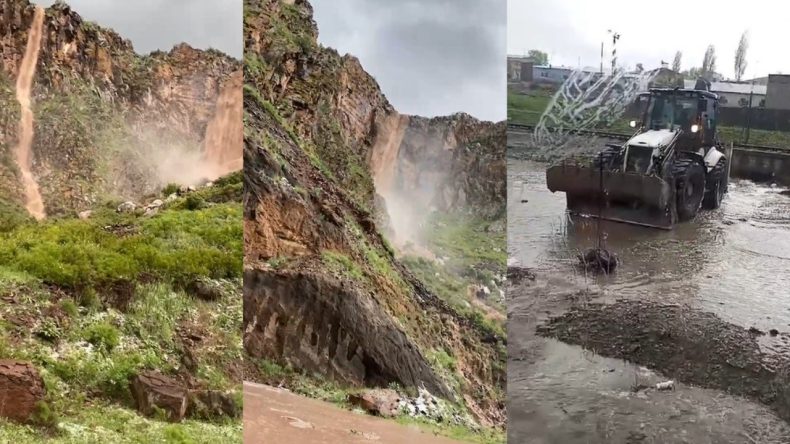 Sağanak Yağmur Sel Oluşturdu, Kanyonda Şelaleler Görüntülendi