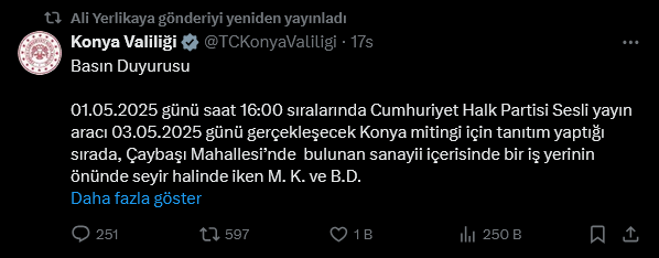 Yerlikaya Açıklama