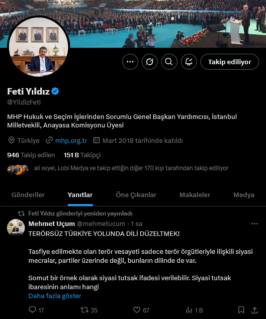 Feti Yıldız'ın yanıtı