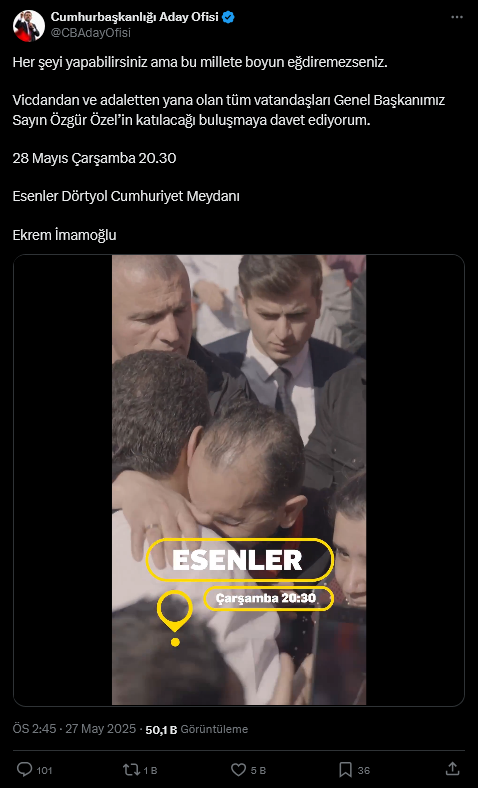 İmamoğlu'nun Çağrısı