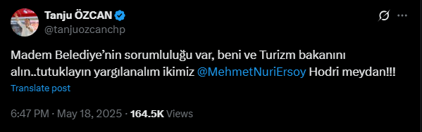 Tanju Özcan Tweet