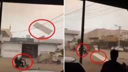 Uçan Levha Motosikletlilere Saniyelerle Teğet Geçti