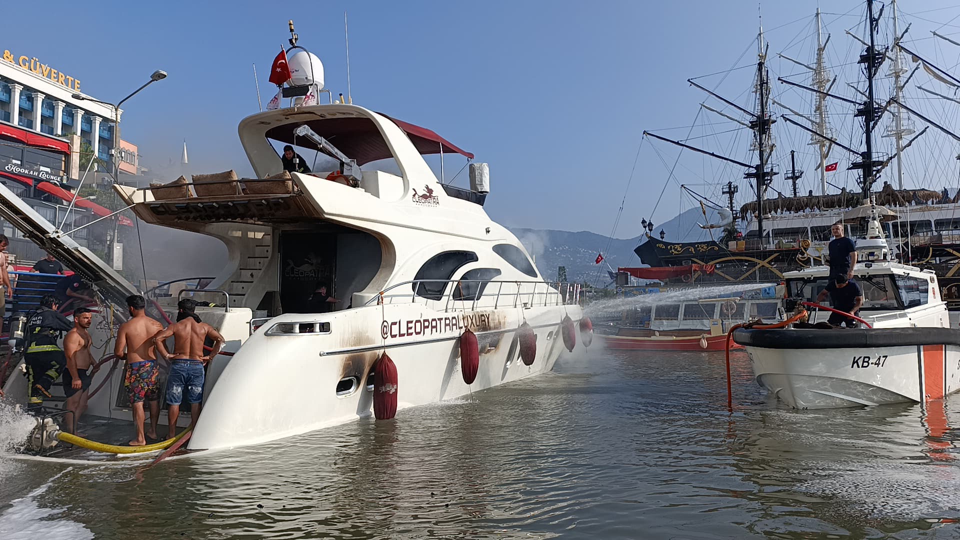 Alanya yangın sonrası tekne durumu