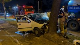Ağaca Çarparak Duran Otomobil