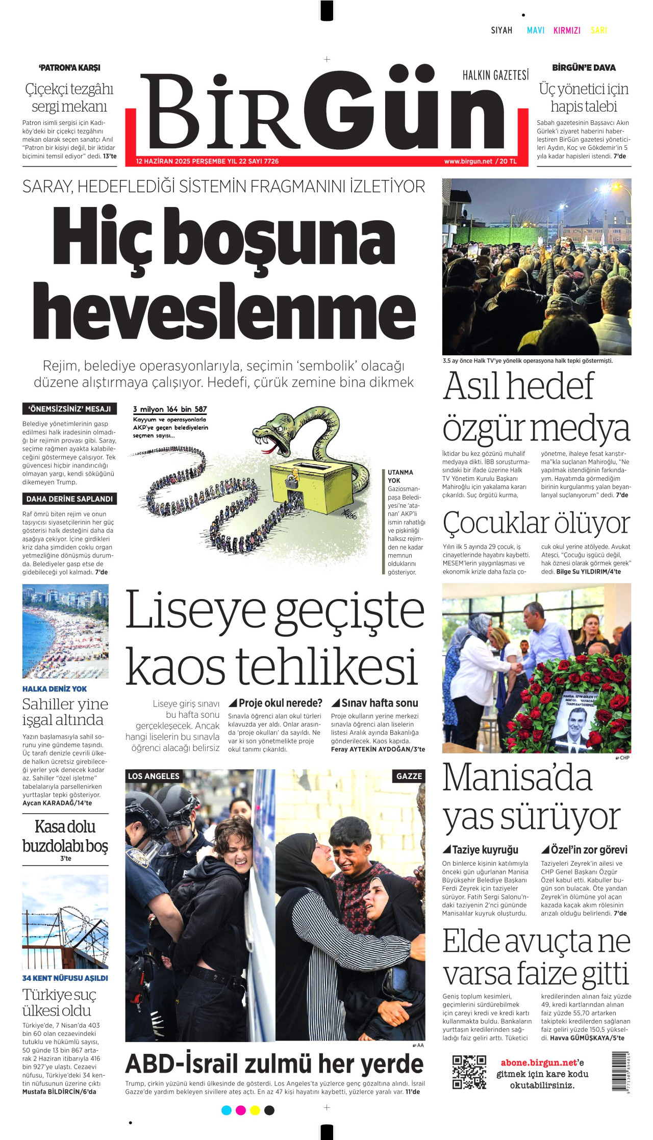 BirGün Gazetesi Manşeti