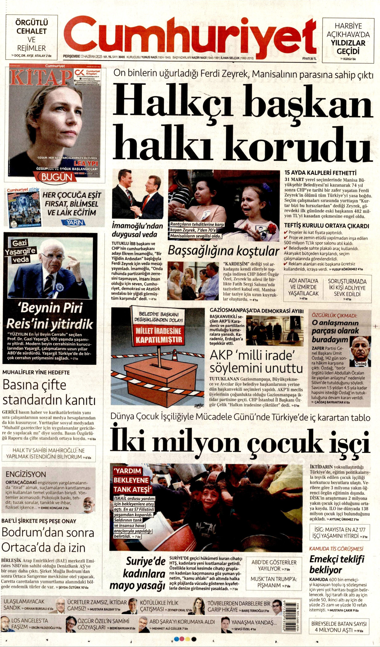 Cumhuriyet Gazetesi Manşeti