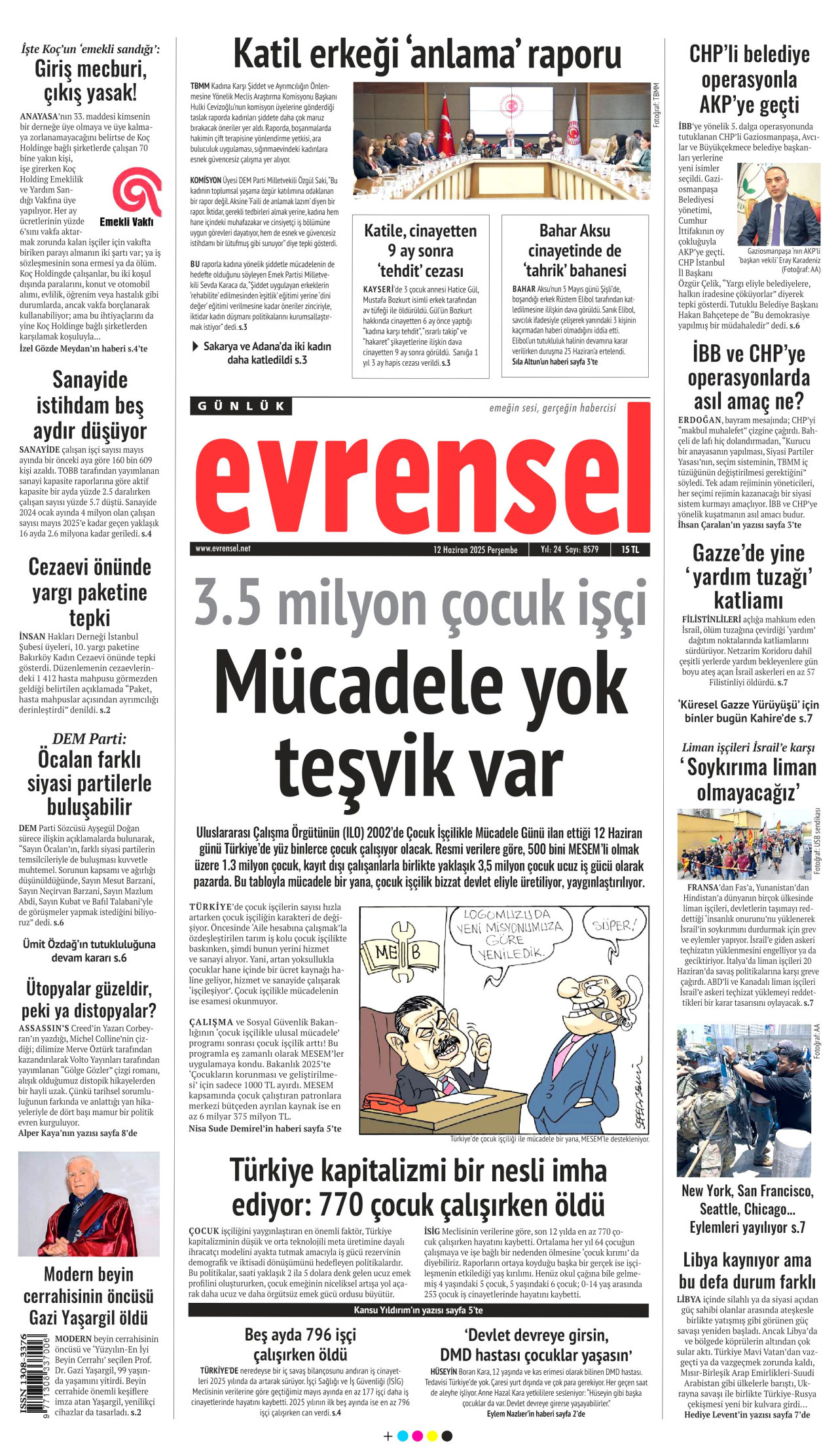 Evrensel Gazetesi Manşeti