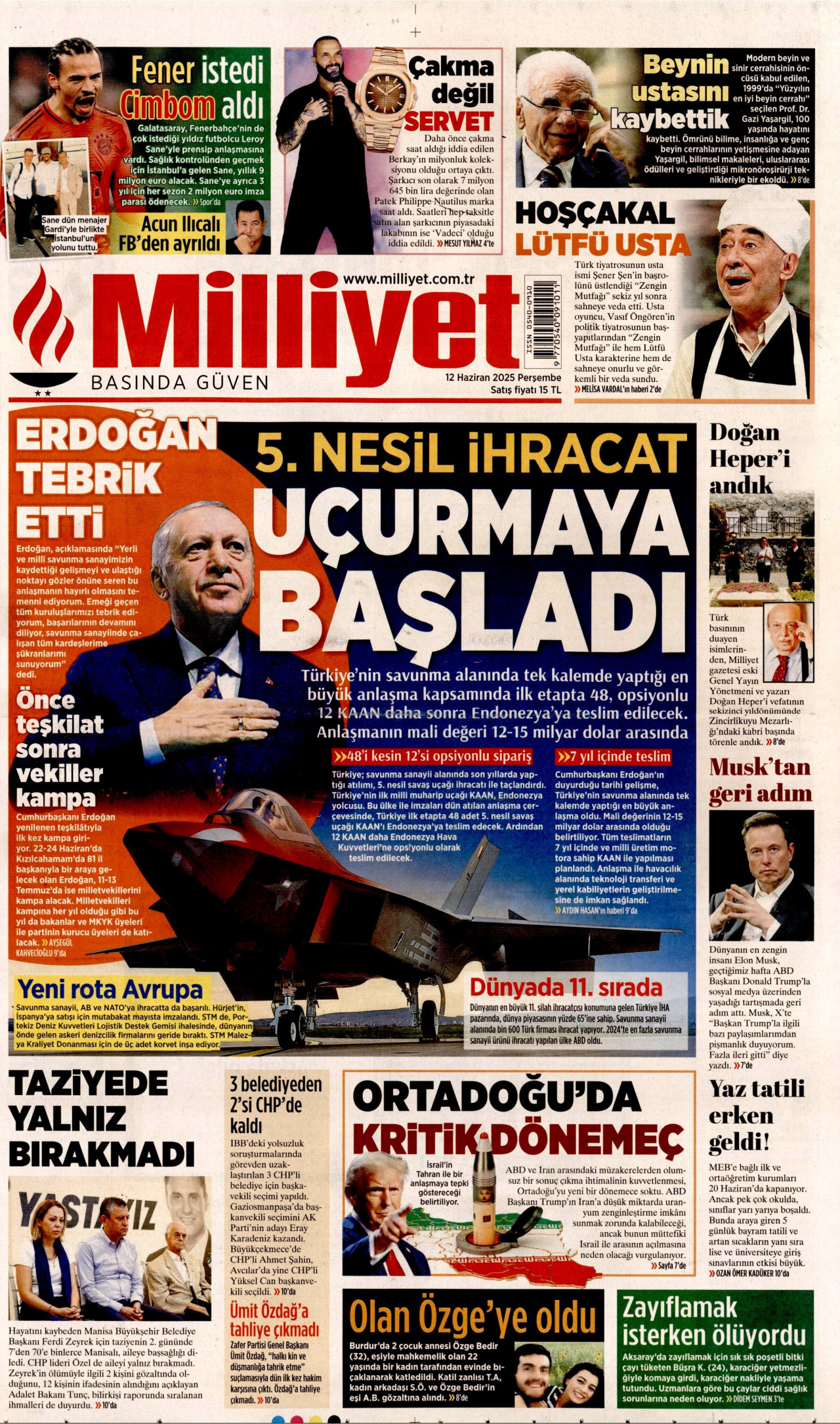 Milliyet Gazetesi Manşeti