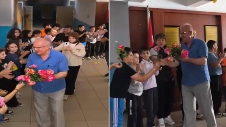 Öğrencilerinden okul müdürüne unutulmaz veda! Gözyaşlarına boğuldu
