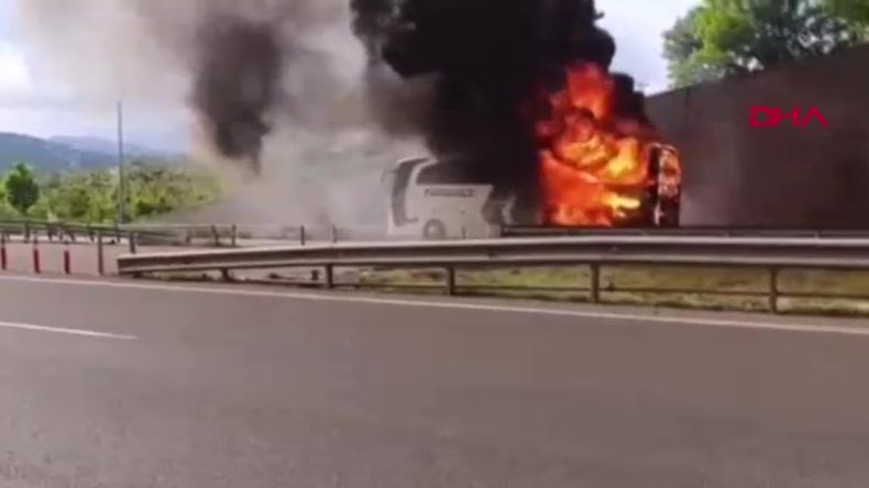 Ordu’da 37 Yolcunun Bulunduğu Otobüs Alev Alev Yandı!