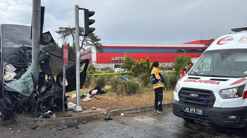 Sinyalizasyon Direğine Çarpan Hafif Ticari Araçta Faciadan Kaçış Yok