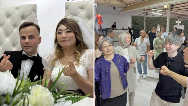 Japonya'dan Düzce'ye Gelin Geldi: Erik Dalı Oynayıp Horon Toadılar