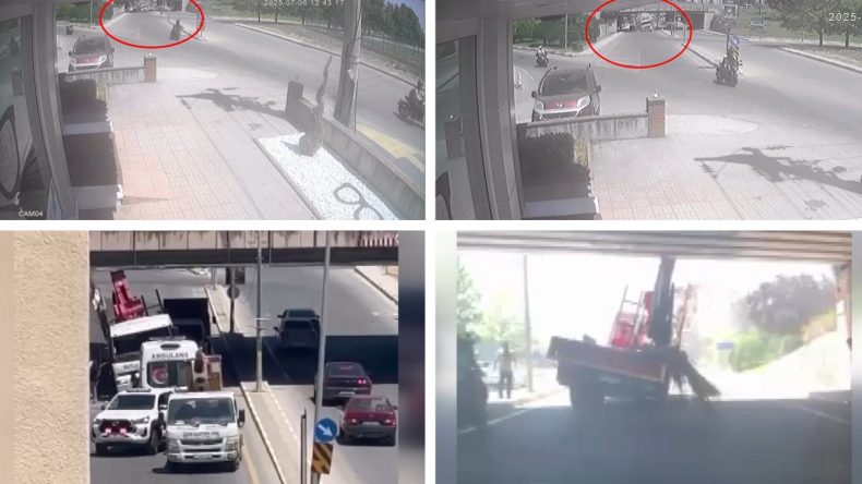 Vinç Yüklü TIR Alt Geçide Sıkıştı